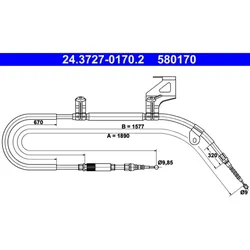 Seilzug Feststellbremse ATE 24.3727-0170.2 für VW Passat B5 Variant