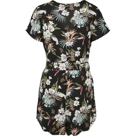 URBAN CLASSICS Damen Ladies Short Viscose Belt Jumpsuit T-Shirt, Black tropical), M - M