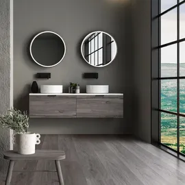 ML-Design PVC Bodenbelag Click Vinyl-dielen, 122x18x4,2mm Windswell Hickory Eiche, Grau, Holzoptik, wasserfest, Belastungsklasse 34