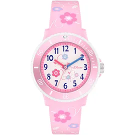 s.Oliver Kinderuhr, mit süßem Blumenprint SO-4499-PQ - rosa