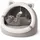 QLS Plüsch Katzenhaus mit Kissen 31x30x28cm - warmes weiches Katzenbett Indoor 11416 - Grau