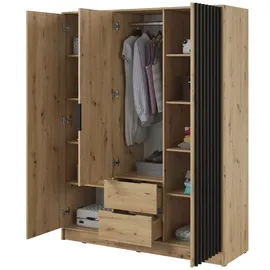 lookway Drehtürenschrank NELA 155 x 200 x 51 cm Artisan Eiche/Schwarz