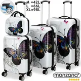 monzana Hartschalenkofferset Butterfly Polycarbonat