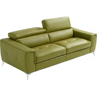 Egoitaliano Schlafsofa »Francine Designsofa, Loungesofa mit Dauerschlaffunktion, Breite 233 cm« mit Bettfunktion, Leder BULL, salbei, Fußfarbe chrom grün