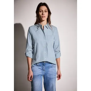 Cecil Damen B345431 Gestreifte Seersucker Bluse, Mid Blouse Blue, XXL EU - XXL