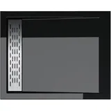 doporro Duschtasse Duschwanne 80x90x5cm flach aus Acryl in schwarz Rechteckig Din-anschlüsse für bodenebene Montage geeignet mit Abnehmbarer Abdeckung Xetro04w