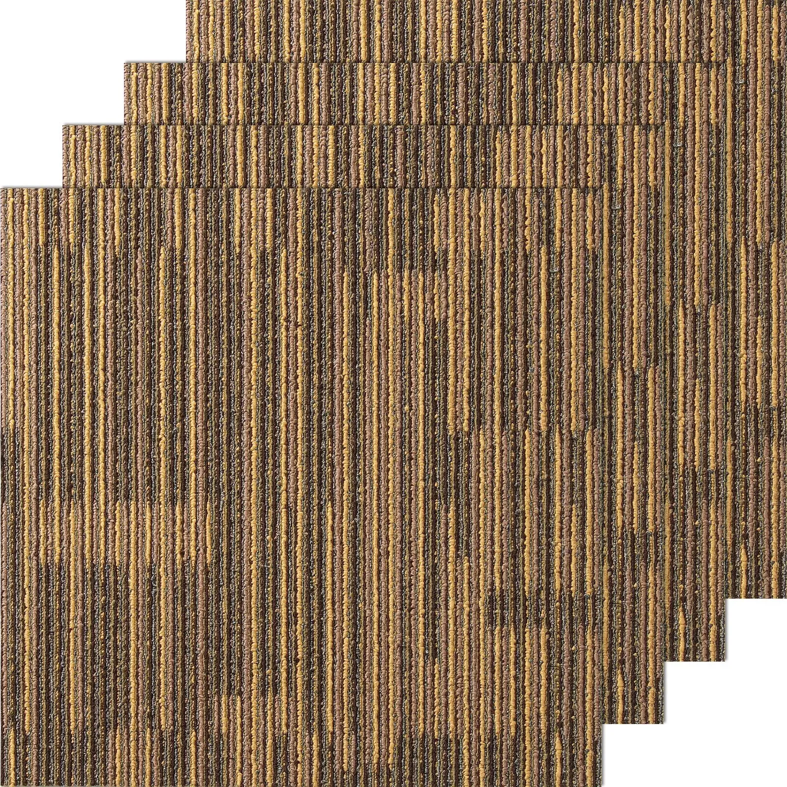 VEVOR Teppichfliesen, 500 x 500 mm, Teppichboden mit angebrachter Polsterung, weich gepolsterte Teppichfliesen, einfache DIY-Installation für Schlafzimmer und Wohnzimmer (12 Stk., gemischtes Braun)