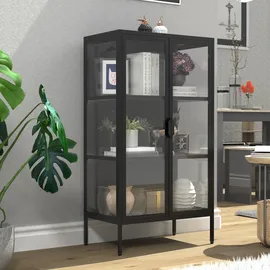 VCM Standvitrine FlokaM 100 x 40 x 200 cm Schwarz