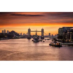 Fototapete PAPERMOON "London Fluss", bunt, B:4,50m L:2,80m, Vlies, Tapeten