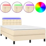 vidaXL Boxspringbett mit Matratze & LED Creme 120x190 cm Stoff