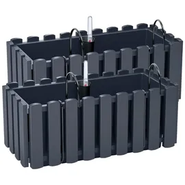 Prosperplast Blumenkasten 2er Set mit Halterungen und Bewässerung 38 x 18 x 16,2 cm
