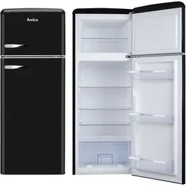 Amica KGC 15634 S Retro-Kühl-Gefrierkombination (206 l, 1440 mm hoch, Schwarz)