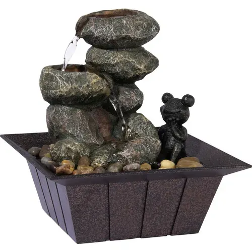 DOBAR Zimmerbrunnen, mit Zierfrosch, BxHxL: 20 x 21,5 x 20 cm, schwarz