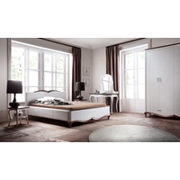 JVmoebel Schlafzimmer-Set, Komplettes Schlafzimmer Set Kleiderschrank Bett Holz 5tlg Holz weiß