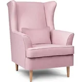 Konsimo Ohrensessel zeitloses Design hohe Füße inklusive dekorativem Kissen 'stralis', Rosa, Stoff, Scandinavian, 82x108x80 cm - Konsimo