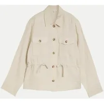 Tom Tailor Damen Regular Fit Jacke mit Leinenanteil, braun, Uni, Gr. 36
