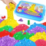 AtMini Kinetischer Sand Regenbogen Mix Set -5kg Spielsand with 6 Farbe,Knetsand für Kinder Sandbox Mit Deckel für Kinder 3 4 5 6 7+ Jahre Alt(blau)