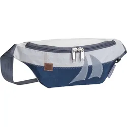 360Grad Knoten  in Weiß/Balken Blau/Boot Hellgrau (3.1 Liter), Bauchtasche / Gürteltasche