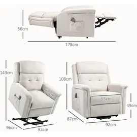 Homcom Fernsehsessel mit Aufstehhilfe Elektrisch Relaxsessel mit Liegefunktion,