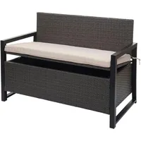 Mendler Poly-Rattan 2er Sitzbank HWC-F39, Gartenbank Truhenbank, Staufach Aufbewahrung