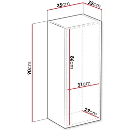 Mirjan24 Hängevitrine, Weiß, Weiß Hochglanz, Holzwerkstoff, Rechteckig, 35x90x32 cm, Wohnzimmer, Wohnwände, Vitrinenschränke