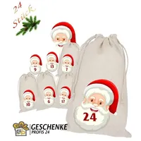 Weihnachtskalender Weihnachtsmann Adventskalender zum Befüllen 24 Stoffsäckchen