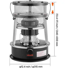 Vevor 9000 BTU Tragbarer Petroleumofen 2-in-1 Heizofen 2 kW Schwarz