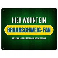 Trendaffe Hier wohnt ein Braunschweig-Fan Metallschild XL mit Rasen