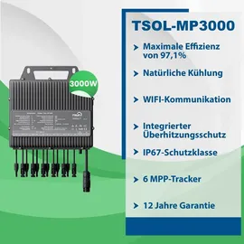 epp solar Epp Solaranlage 3000W Komplettset 6x 500W PV Anlage mit TSOL MP 3000W Wechselrichter