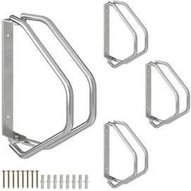 Relaxdays Fahrradständer 4er Set Wandmontage Silber