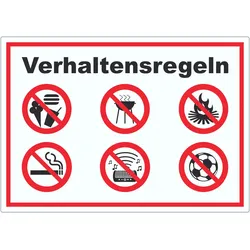 Aufkleber Verhaltensregeln Verbote A6 (105x148mm)