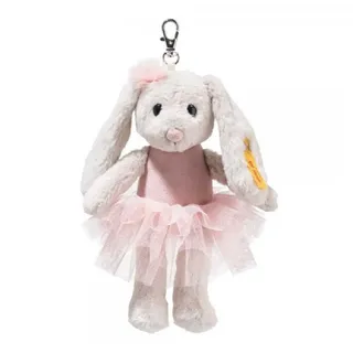 Steiff 112614 - Anhänger Hoppie Balletthase, weiß/rosa, Plüsch-Schlüsselanhänger, 16 cm