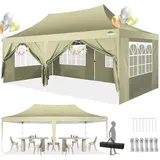 COBIZI Pavillon 3x6m, Faltpavillon 3x6 Wasserdicht Stabil mit 6 Seitenteilen Partyzelt Pop Up Camping Pavillon Gartenzelt Gartenpavillon für Garten, Party, Festival, Hochzeit, UV-Schutz, Schwarz