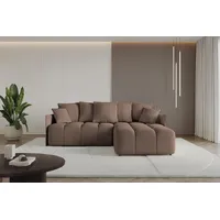 ALTDECOR Ecksofa LONLI-L, Couch mit Schlaffunktion, Stauraum Wohnlandschaft Funktionsecke, Corner Sofa Bett Eckcouch Couch L-Form Schlafcouch Ausziehbar braun