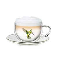 Creano Thermo-Tasse Hummi für Tee/Latte Macchiato, doppelwandig, mit Kolibri-Muster