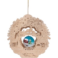 Myflair Möbel & Accessoires Dekoobjekt »Weihnachtsdeko mit LED Beleuchtung«, mit drehbarer Weihnachtskugel, aus Holz, Höhe ca. 32 cm beige