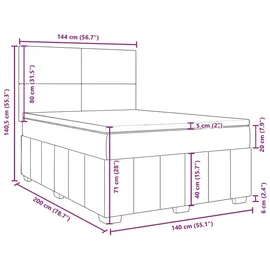 vidaXL Boxspringbett 140 x 200 cm Schwarz