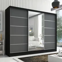 a&j möbelland gmbh Schiebetürenschrank AURELIA 1 200 x 215 x 59,5 cm Grau/Schwarz