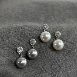 Temperament Weiß Grau Simulation Perle Zirkon Ohrringe Für Frauen Mode Tropfen Ohrringe Schmuck Geschenke