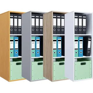 Holz Büroschrank Aktenregal Lona l 3 Fächer (35 x 37 x 110 cm)