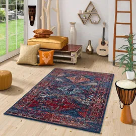 Pergamon Designer-Teppich 80 x 150 cm Blau/Rot