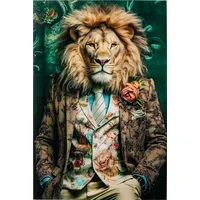 Kare DESIGN Wandbild 100 x 150 cm Mister Lion Glas Bunt