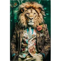 Kare DESIGN Wandbild 100 x 150 cm Mister Lion Glas Bunt