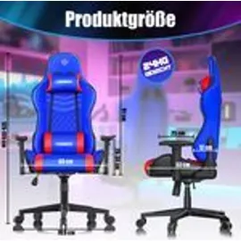 Kesser KESSER® Gaming Stuhl Ergonomisch Bürostuhl mit Kopfstütze & Lendenkissen Racing Gamer Stuhl 150kg belastbar Armlehne 360° Drehbarer Schreibtischstuhl Gaming Chair + Gummi-Rollen