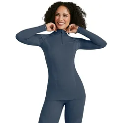 Falke Funktionsunterwäsche Langarmshirt Wool-Tech Half-Zip (hervorragendes Feuchtigkeitsmanagement) blau Damen