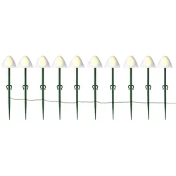 MARELIDA LED Solar Mini Pilze 10 Gartenstecker Gartendeko 8 Funkt. 5,4m weiß