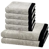 CAWÖ Lifestyle Splash Handtuchset 50 x 100 cm grau 6-tlg.