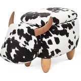 Homcom Tierhocker Dekohocker mit Stauraum Polsterhocker, im Schweinchen-Design Schwarz Weiß für Wohnzimmer, - Kinderzimmer Aosom.de