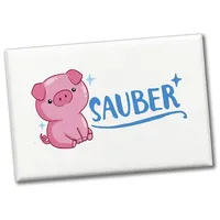 Speecheese Magnet Schwein Souvenir Magnet eckig mit Spruch Sauber