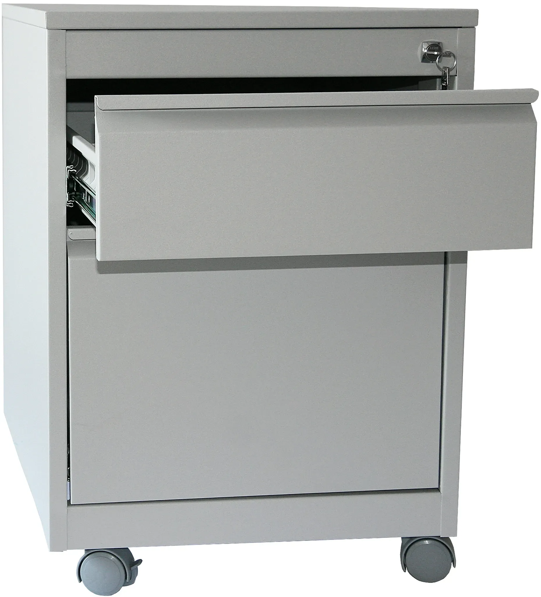 Rollcontainer Stahl Profi 2 Schubladen HxBxT 60x46x60cm lichtgrau SZAGATO Bürocontainer Schreibtisch Unterschrank Rollcontainers Rollcontainer Büro